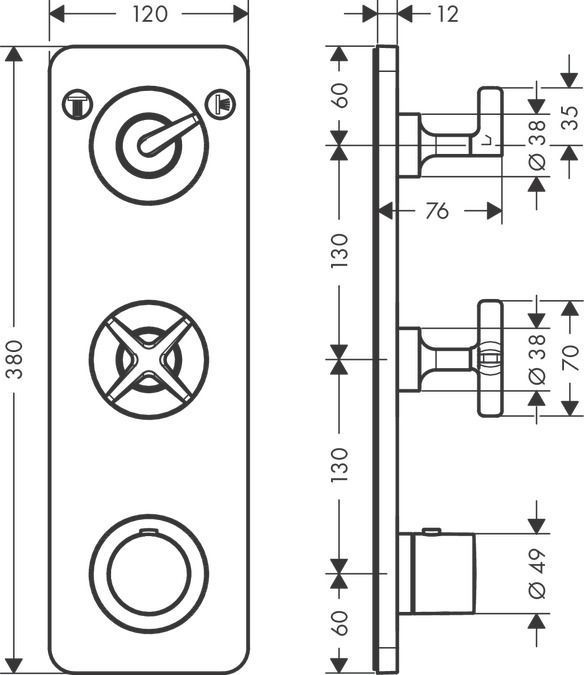 Термостат для душа Axor Citterio E 36703000 хром