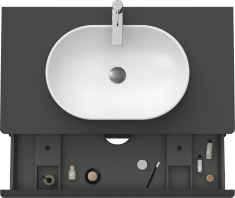 Тумба подвесная под раковину DURAVIT D-Neo DE496804949 550 мм х 1000 мм, с двумя выдвижными ящиками и консолью, графит матовый