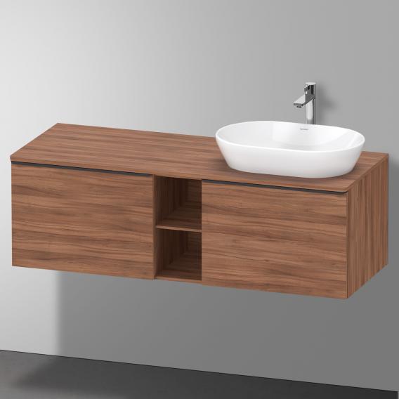 Тумба подвесная под раковину справа DURAVIT D-Neo DE4950R7979 1400 мм х 550 мм, с 2 выдвижными ящиками и открытой полкой, орех натуральный