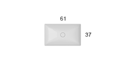Раковина накладная GLOBO T-EDGE B6R63BI 610 мм х 370 мм х 140 мм, без отверстия под смеситель, без перелива, белая глянцевая