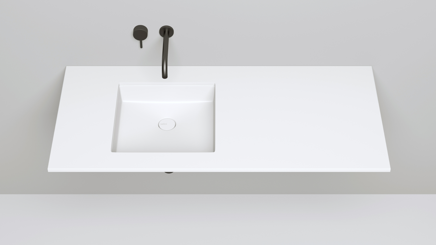 Раковина встраиваемая квадратная SALINI MAREA 07 1802207M 420х420х125мм, S-Stone, без донного клапана, цвет Белый матовый