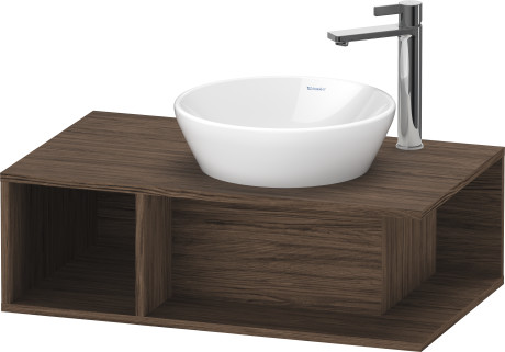 Тумба подвесная под раковину DURAVIT D-Neo DE493802121 800 мм х 480 мм, с консолью, с открытой полкой слева, орех тёмный