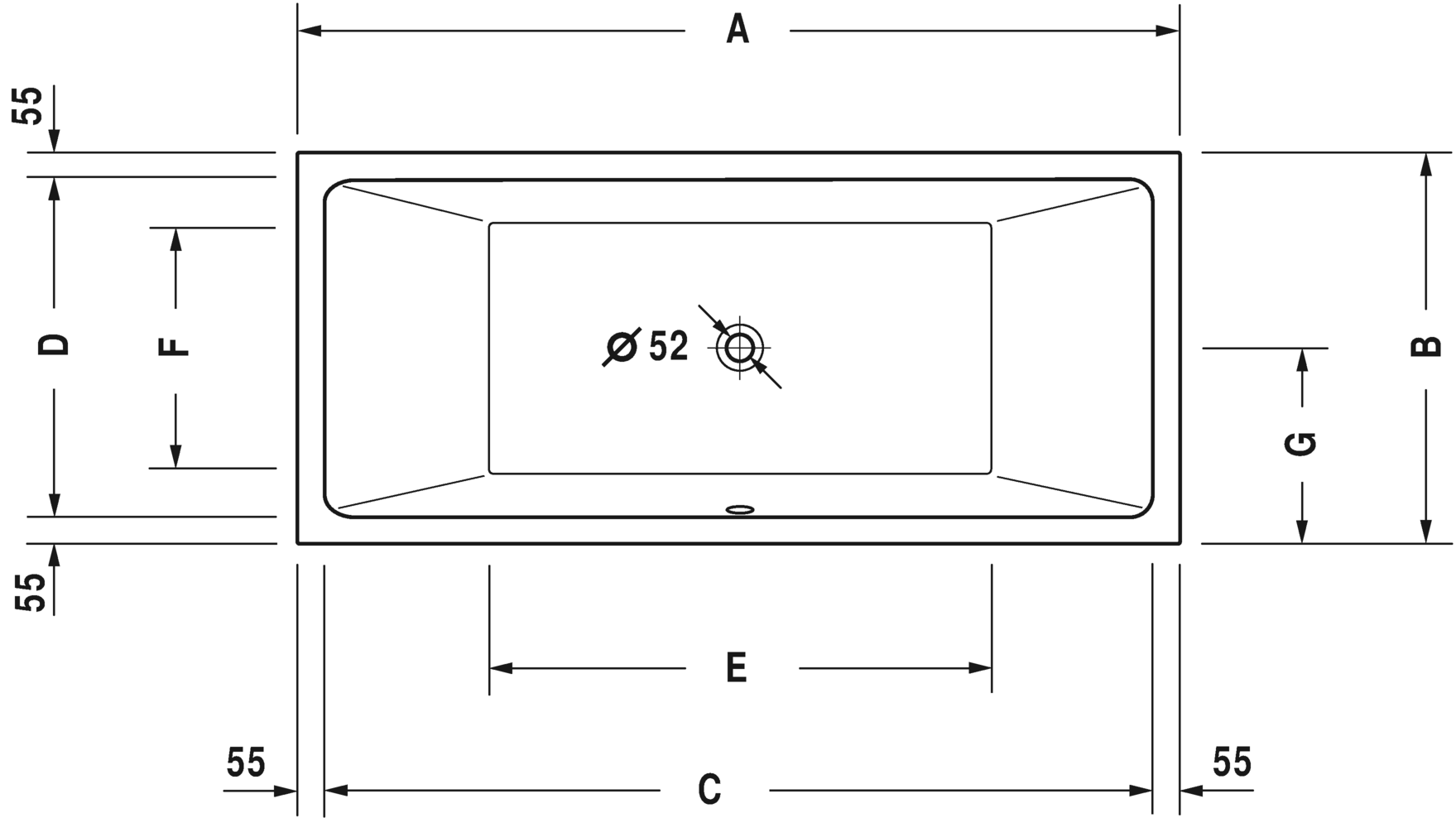 Акриловая ванна Duravit Vero Air 700413000000000 1800 х 800 c двумя наклонами для спины, встраиваемая версия, белая