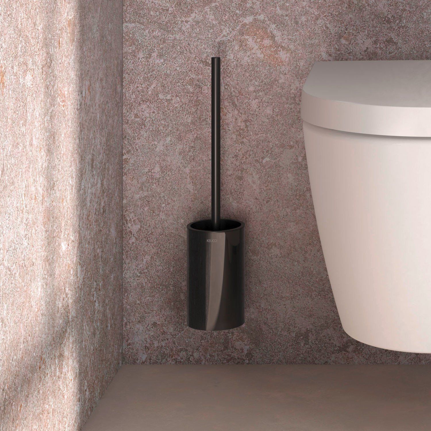 Туалетный ёрш с колбой KEUCO AVENO 14664 379000 с клеевым комплектом, цвет Чёрный матовый