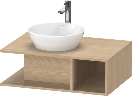 Тумба подвесная под раковину DURAVIT D-Neo DE492803030 800 мм х 550 мм, с консолью, с открытой полкой справа, натуральный дуб