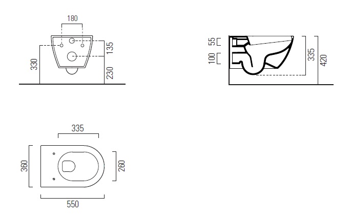 Унитаз подвесной безободковый GSI PURA 8815FR517 550 мм х 360 мм, с Swirlflush, с крепежом, цвет Cenere Matte (старый артикул 881517 / 8815FR217)