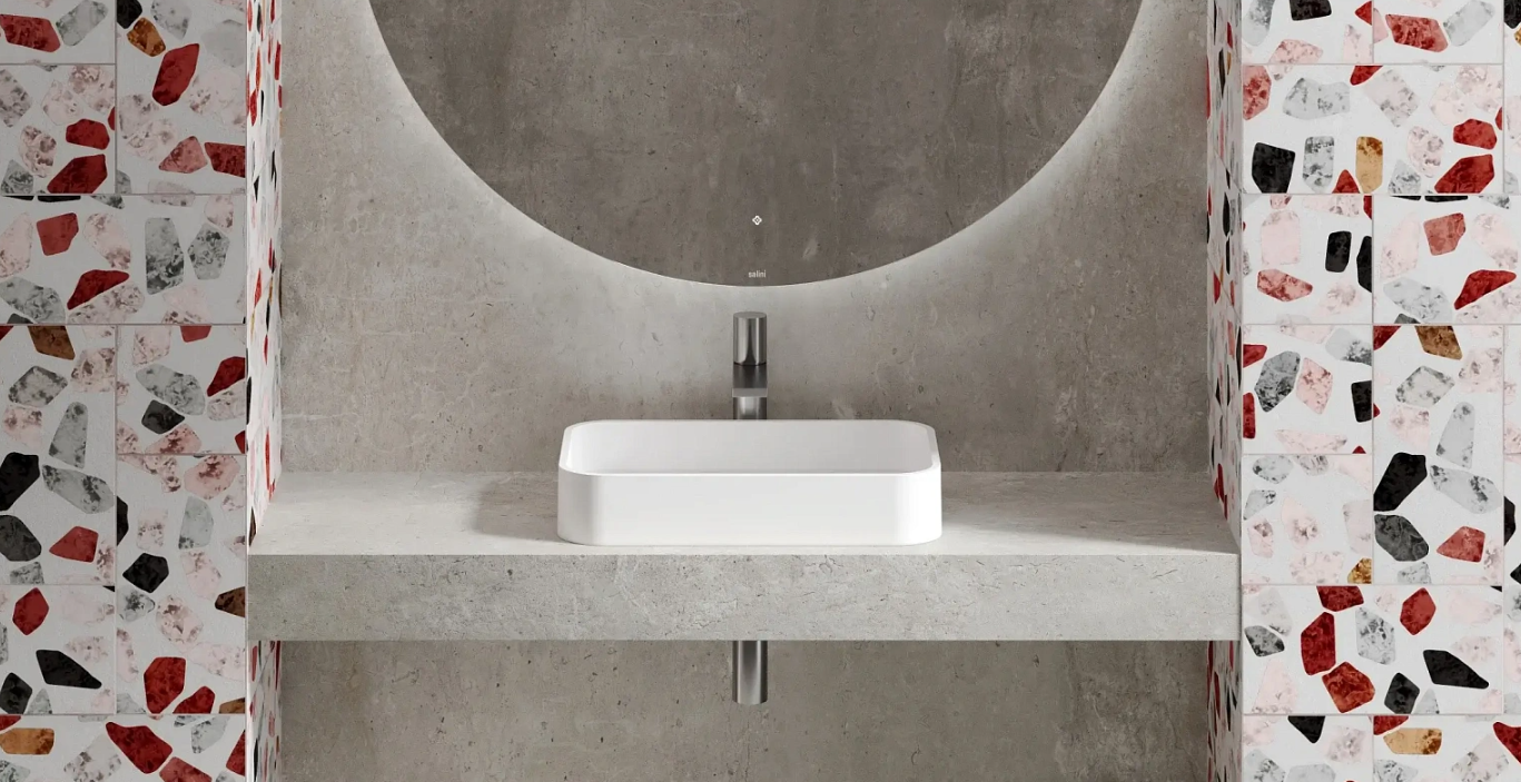 Раковина накладная прямоугольная SALINI CALLISTA 01 1101104G 345х545х150мм, S-Sense , без донного клапана, цвет Белый глянцевый