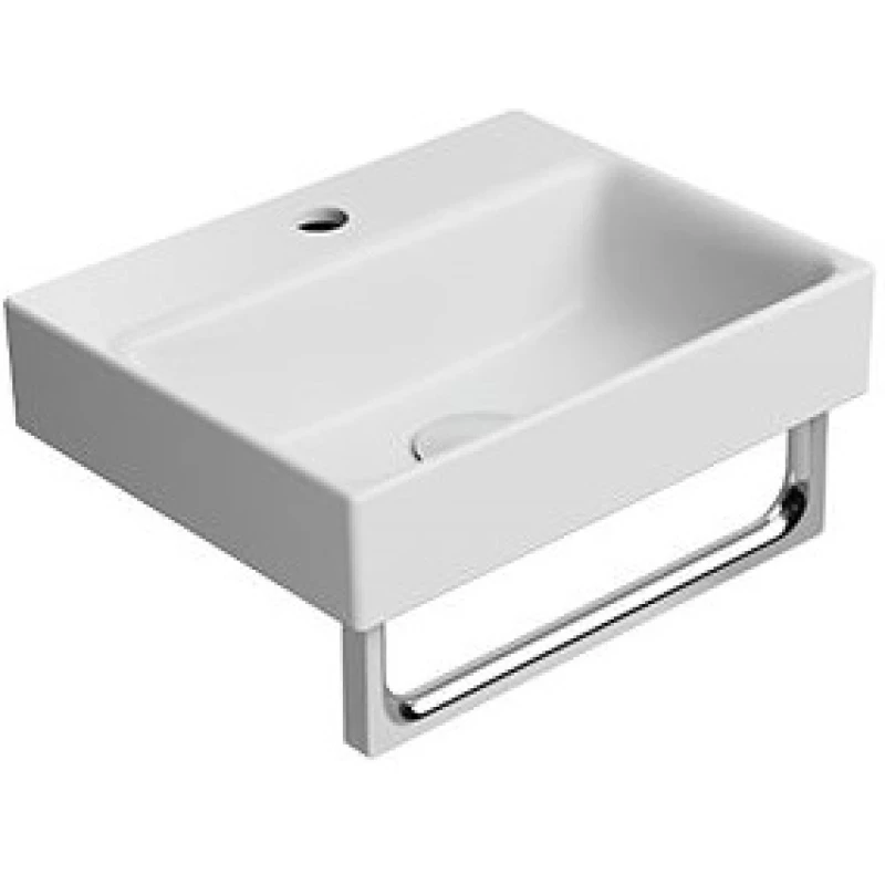 Раковина накладная/подвесная GSI NUBES 9684109 400 мм х 320 мм, с отверстием под смеситель, без перелива, белая матовая