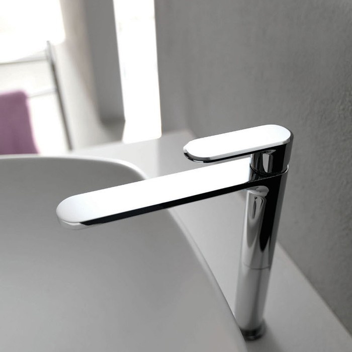 Однорычажный высокий смеситель для раковины CISAL LineaViva LV00354021 271 мм, без донного клапана, цвет Хром