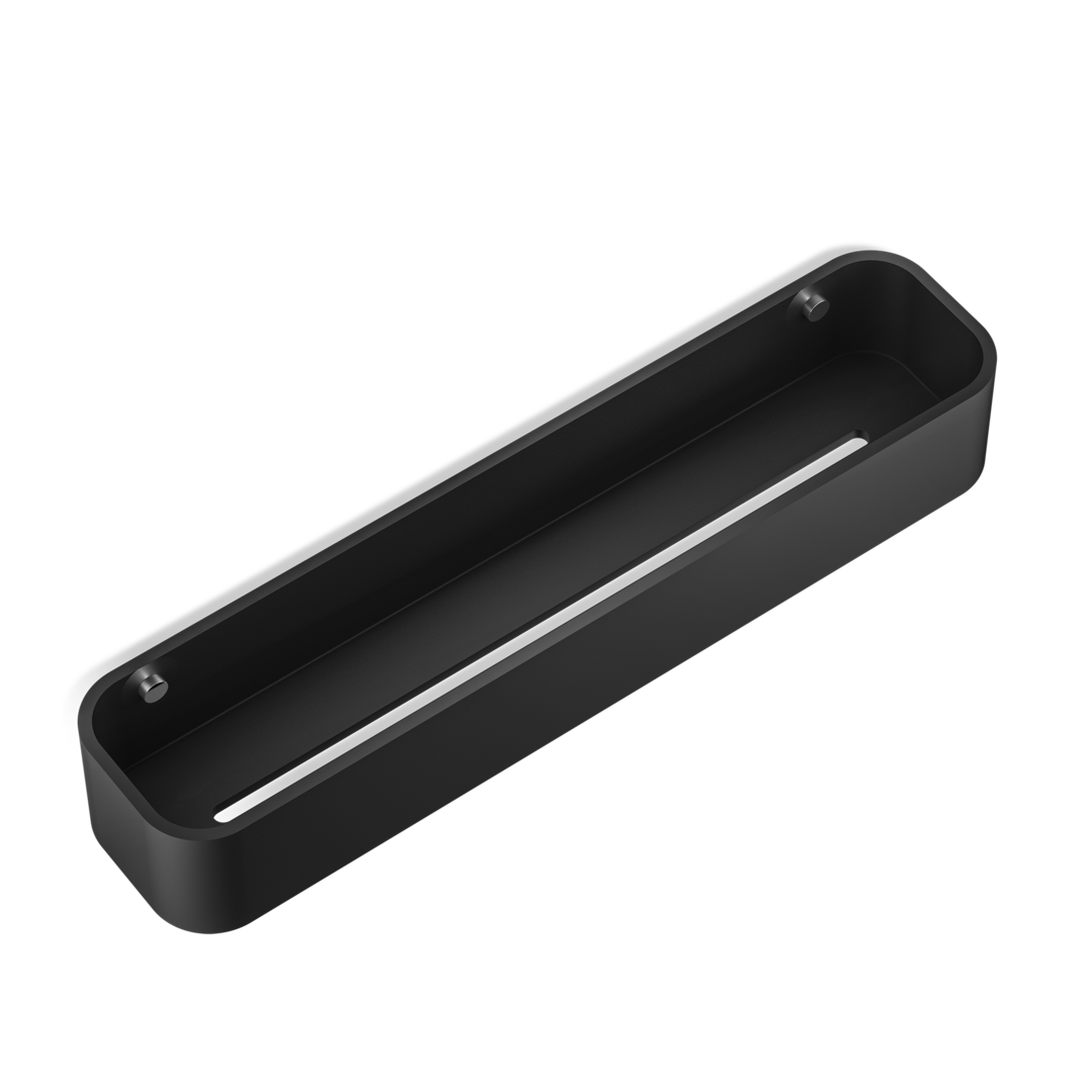 Душевая полочка-контейнер DECOR WALTHER  STONE DCT30   0973964,  7 X 45 X 10 см, искусственный камень Solid Surface, цвет черный матовый/хром