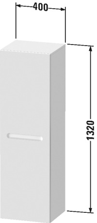 Средний шкаф - пенал подвесной  DURAVIT Duravit No.1 N11308L18180000 петли слева 400 мм х 1320 мм, 4 стеклянных полки, белый матовый