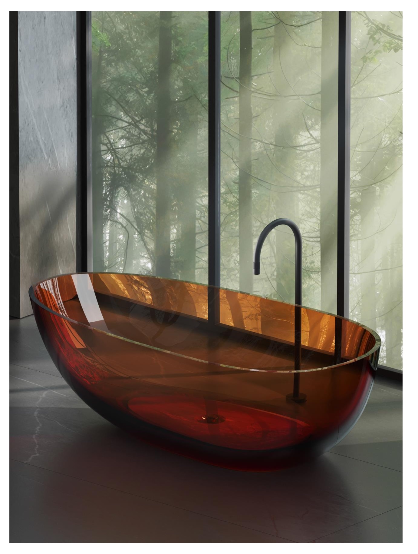 Ванна отдельностоящая DEA DESIGN  Modern  DD8608 1800 R9      180×90×h57 см, 335 L, из полимера Glasstech, с сифоном и д/клапаном хром, цвет коричнево-медный  Brown Copper R9