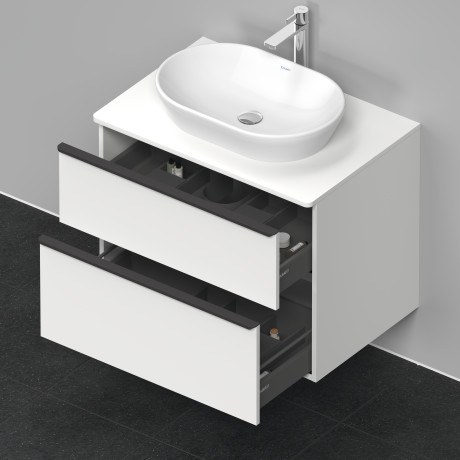 Тумба подвесная под раковину DURAVIT D-Neo DE496701818 800 мм х 550 мм, с консолью, с двумя выдвижными ящиками, белый матовый