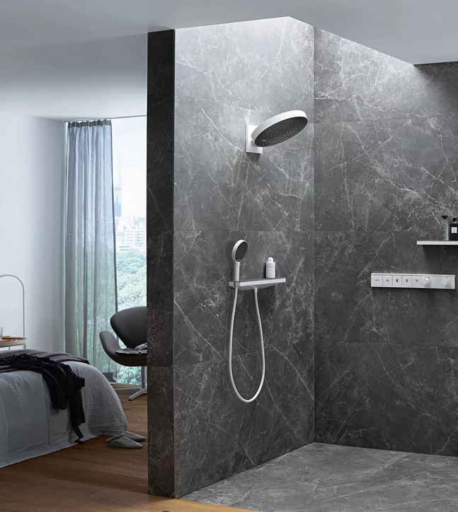 Верхний душ HANSGROHE Rainfinity 360 3 jet 26234340 c настенным держателем, чёрный хром