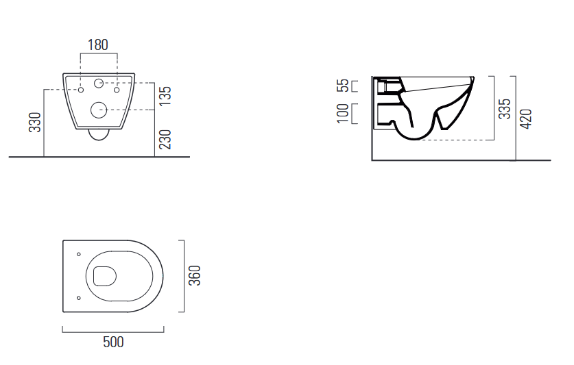 Унитаз подвесной безободковый GSI PURA 8816FR204 550 мм х 360 мм, с Swirlflush, с креплением, Agave Matte