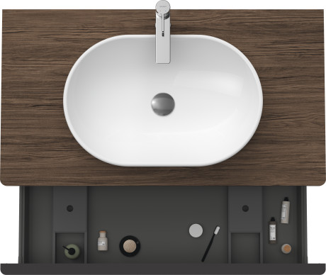 Тумба подвесная под раковину DURAVIT D-Neo DE494802121 1000 мм х 550 мм, с 1 выдвижным ящиком и консолью, орех тёмный