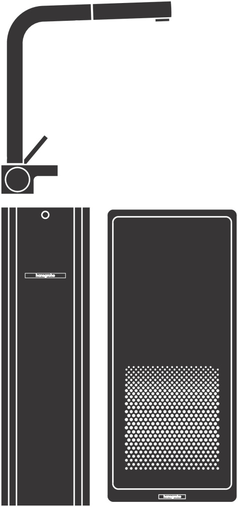 Кухонный однорычажный смеситель с вытяжным душем HANSGROHE Aquno Select M81 73830670 2jet, sBox, цвет Чёрный матовый