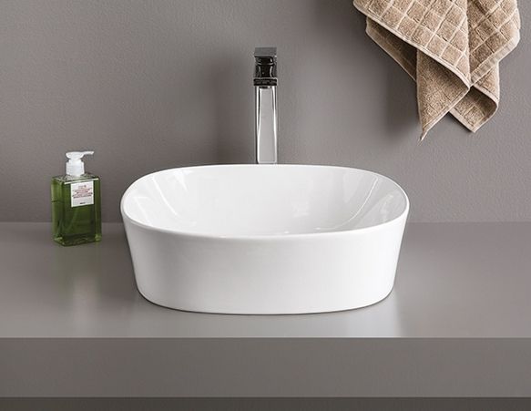 Раковина накладная ARTCERAM GHOST GHL001 01 00 415 мм х 415 мм, без отверстия под смеситель, без перелива, белый глянцевый