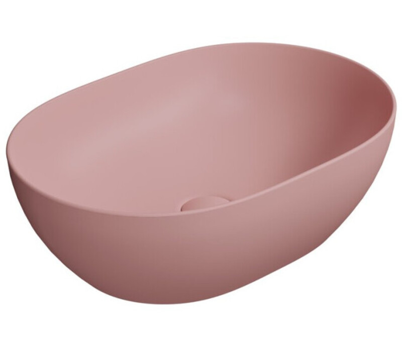 Раковина-чаша накладная овальная GSI PURA 886024 500 мм х 350 мм, без отверстия под смеситель, цвет матовый Blush
