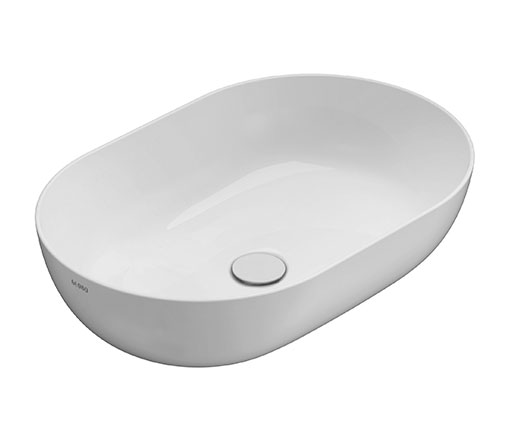 Раковина - чаша накладная GLOBO T-EDGE B6O60BI 600 мм х 410 мм х 160 мм, без отверстия под смеситель, без перелива, белая глянцевая