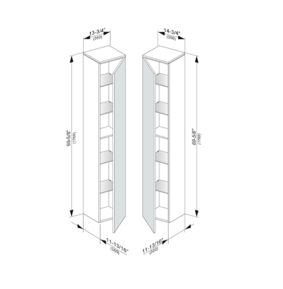 Шкаф высокий подвесной KEUCO EDITION 400 31730 380001 петли слева, 4 стеклянные полки, корпус/фасад структурный лак, белый