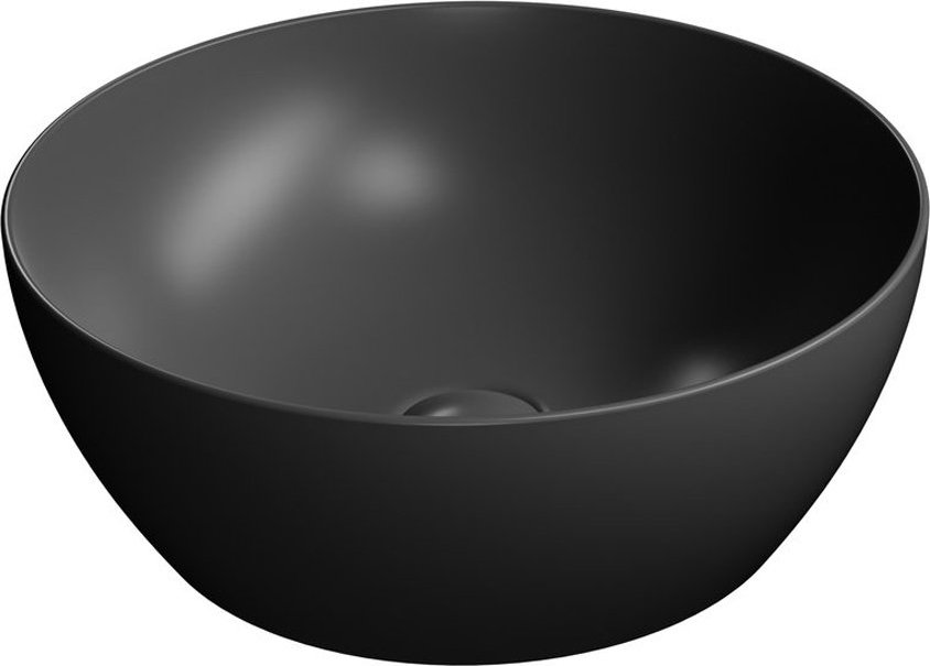 Раковина-чаша накладная круглая GSI PURA 885126 Ø420 мм, без перелива, без отверстия под смеситель, цвет Чёрный матовый Ardesia