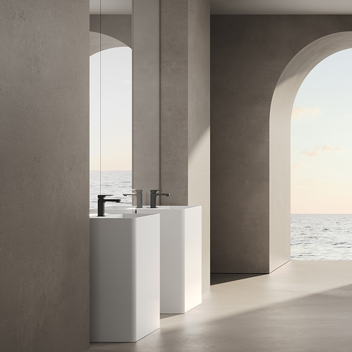 Раковина напольная DEA DESIGN  Pedestal Basin  DD2004 600 18    60x42xh90 см, из композита Solid surface, д/клапан с крышкой из композита, цвет белый матовый 18