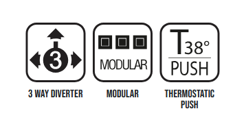Встраиваемая внутренняя часть термостата ALMAR MODULAR PUSH E176909 на 3 потребителя, цвет Чёрный