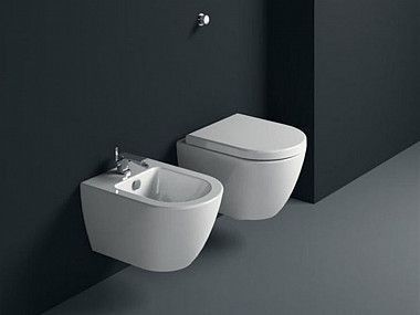 Биде подвесное GSI PURA 8865126 550 мм х 360 мм, с отверстием под смеситель, с переливом, без крепежа FISR2, чёрный матовый Ardesia