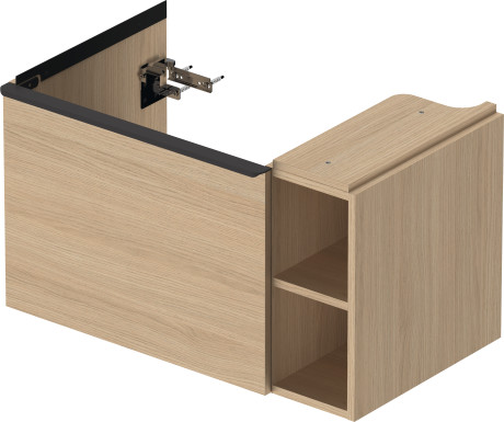Тумба подвесная под раковину DURAVIT D-Neo DE425803030 784 мм х 452 мм, с выдвижным ящиком и открытой боковой полкой, натуральный дуб