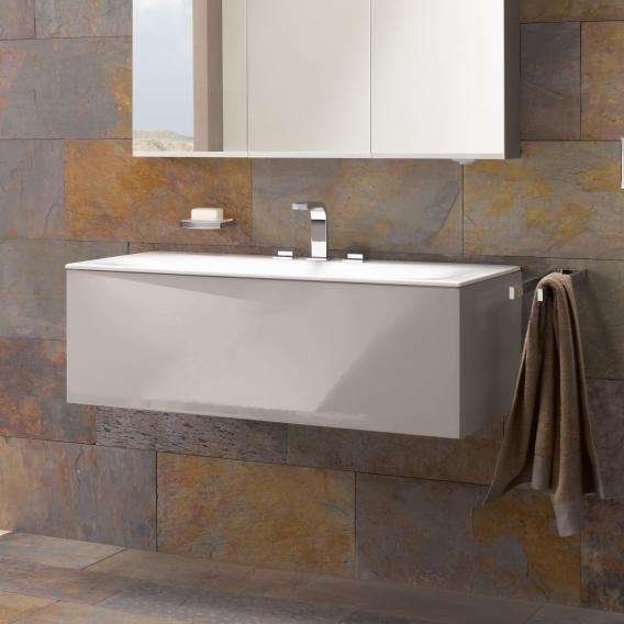 Тумба подвесная под раковину  KEUCO EDITION 11 31361 180000 с одним выдвижным фронтом, корпус матовый лак/фасад глянцевое стекло, кашемир