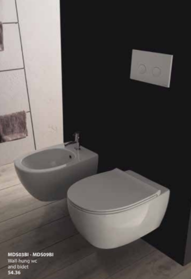 Унитаз подвесной безободковый GLOBO 4ALL MDS03BI 360 мм х 540 мм, с креплением, белый глянцевый