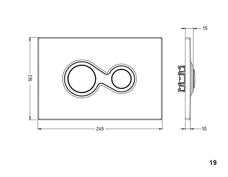 Клавиша смыва ARTCERAM MONET 701.000.05 245х163 мм 2 режима, с антибактериальным покрытием, белый глянцевый