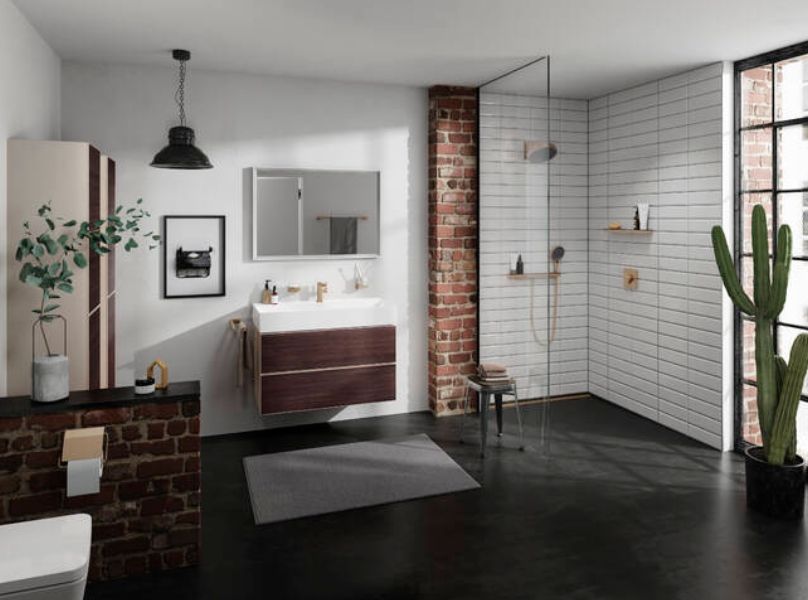 Верхний душ круглый потолочный HANSGROHE Rainfinity 26229140 250, 1jet, с EcoSmart, цвет Шлифованная бронза