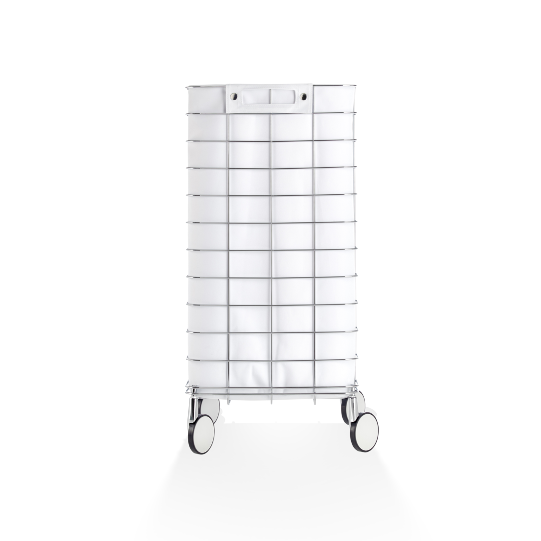 Корзина для белья, на колесиках, DECOR WALTHER  Basic WR 1 TROLLEY   0613750   73 X 36 X 36 см,  каркас нержавеющая сталь, вставка нейлон, цвет хром/белый