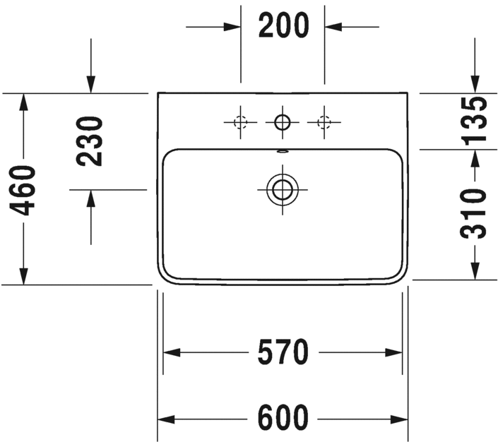 Раковина подвесная Duravit Me By Starck 2335600000 60х46см