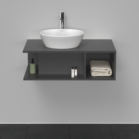 Тумба подвесная под раковину DURAVIT D-Neo DE492804949 800 мм х 550 мм, с консолью, с открытой полкой справа, графит матовый