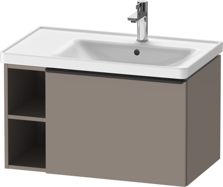 Тумба подвесная под раковину DURAVIT D-Neo DE425704343 784 мм х 452 мм, с выдвижным ящиком и открытой боковой полкой, базальт матовый