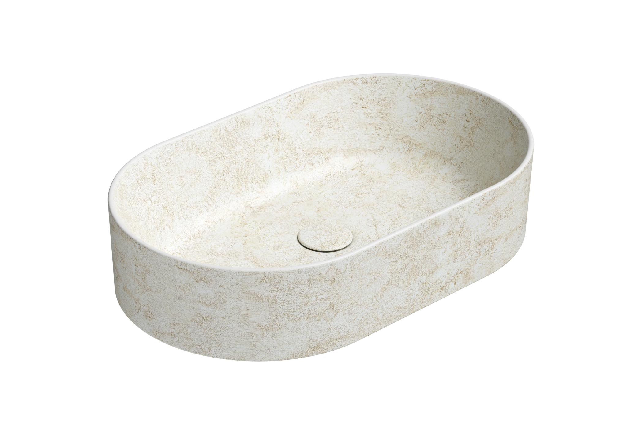 Раковина накладная овальная GSI AltaCeramica AC30538 600×370 мм, без отверстия под смеситель, цвет под бежевый камень Beige stone