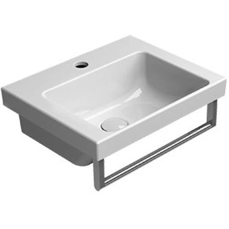 Раковина подвесная/встраиваемая GSI NORM 8685111 420 мм х 340 мм, с 1 отверстием под смеситель, без перелива, белая глянцевая