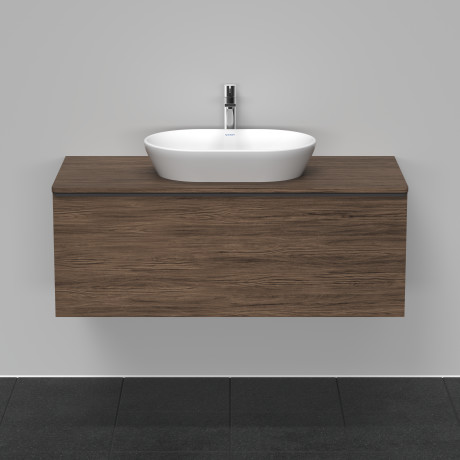 Тумба подвесная под раковину DURAVIT D-Neo DE494902121 1200 мм х 550 мм, с 1 выдвижным ящиком и консолью, орех тёмный