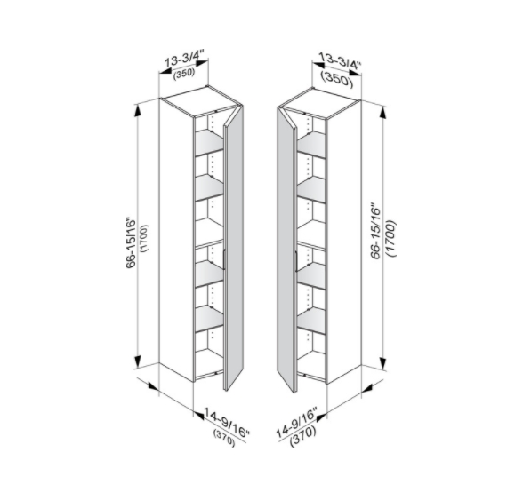 Шкаф - пенал высокий подвесной KEUCO EDITION 11 31330 850002 петли справа, 4 стеклянные полки, корпус/фасад шпон, табачный дуб