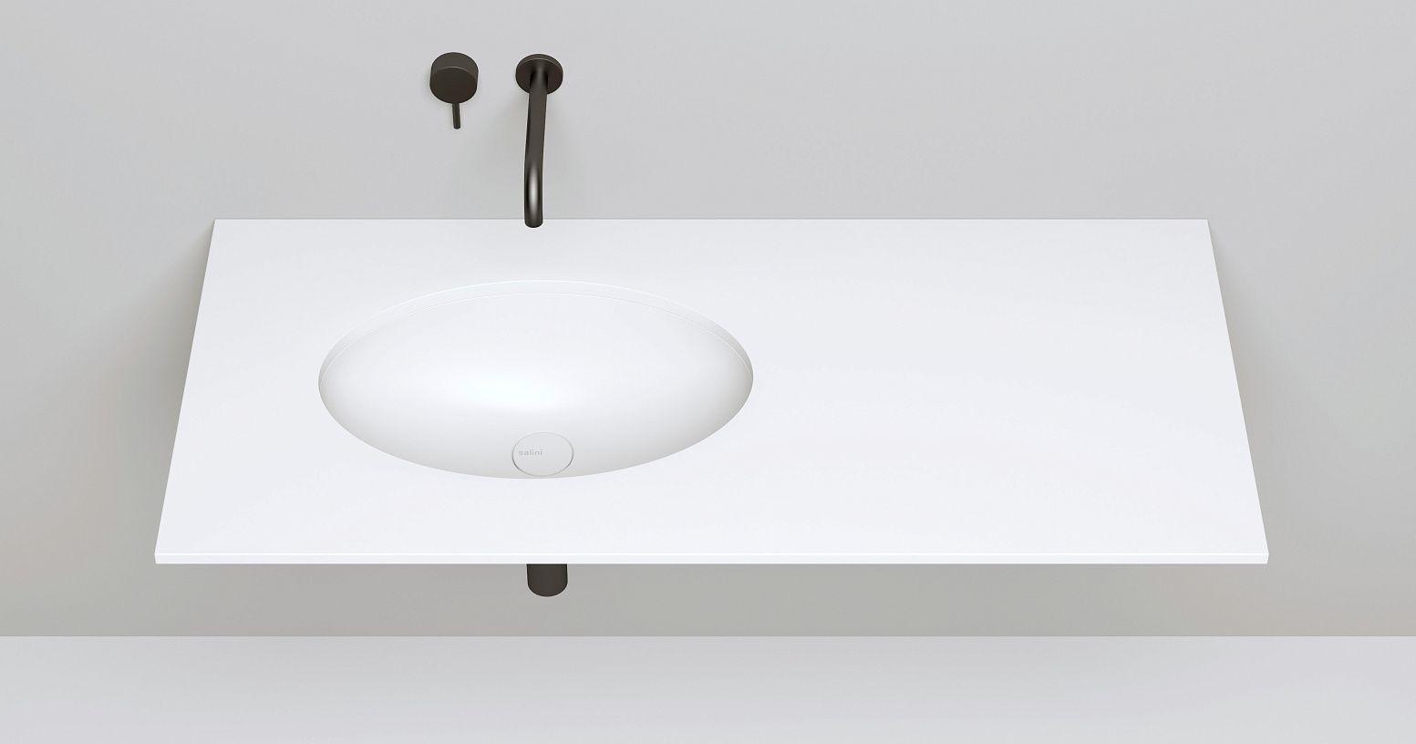 Раковина встраиваемая под столешницу овальная SALINI MAREA 12 1101109G 545х375х187мм, S-Sense, без донного клапана, цвет Белый глянцевый