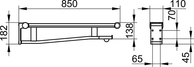 Складной поручень для туалета вылет 850 мм KEUCO PLAN CARE 34903 010837 Хром/темно-серый