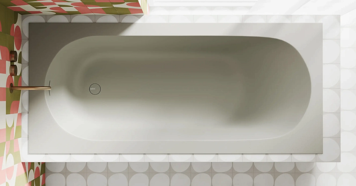 Встраиваемая овальная ванна SALINI ORNELLA KIT 102423M 700х1690х600 мм, S-Stone, регулируемые ножки, донный клапан "Click-Clack", сифон, интегрированный слив-перелив, цвет Белый матовый