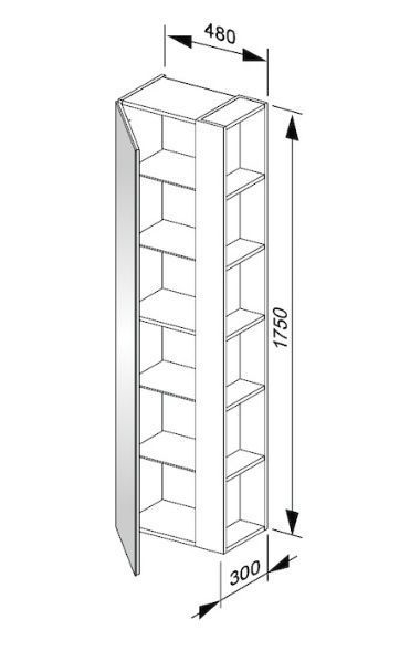 Высокий шкаф-пенал Keuco Plan 32932 110001 корпус лак матовый антрацит, фасад стекло антрацит глянцевый