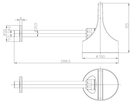 Настенный верхний душ BOSSINI Apice HH1000.073 Ø 100 мм, c поворотным держателем, чёрный матовый