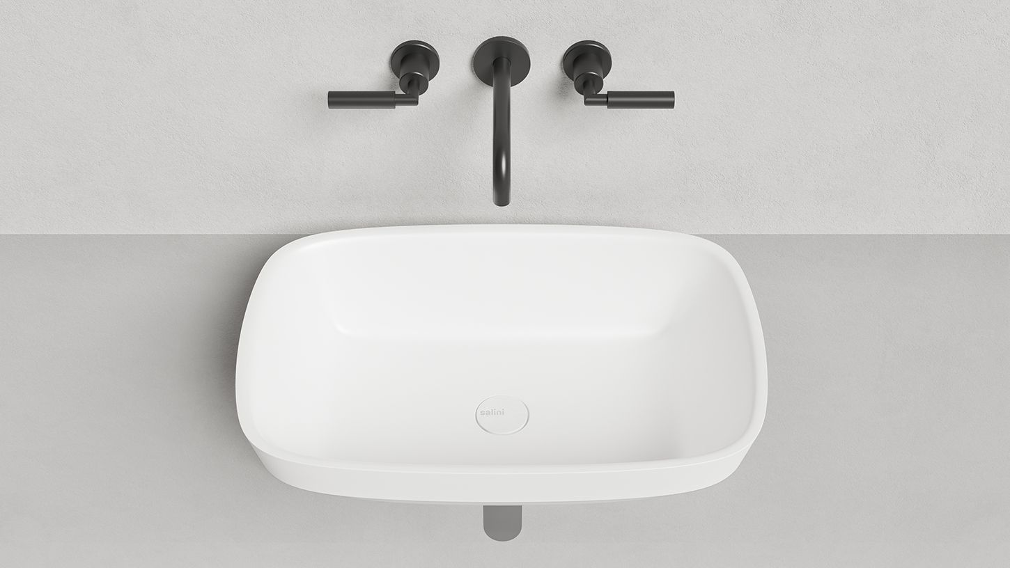 Раковина полувстраиваемая прямоугольная SALINI MAREA 02 1802202M 598х398х165мм, S-Stone, без донного клапана, цвет Белый матовый