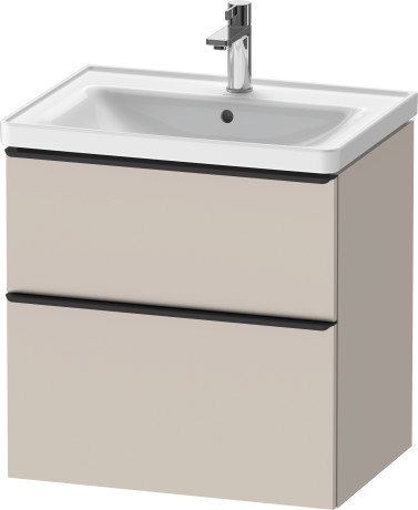 Тумба подвесная под раковину DURAVIT D-Neo DE435409191 634 мм х 452 мм, с выдвижным ящиком и выдвижным отделением, серо-коричневый матовый