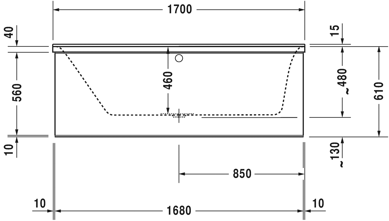 Акриловая ванна Duravit P3 Comforts 700373000000000 1700 х 700 c наклоном для спины слева, встраиваемая или с панелями, белая (изделие снято с производства)